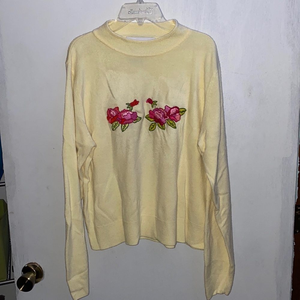 Hand Embroidered Mock Neck Sweater